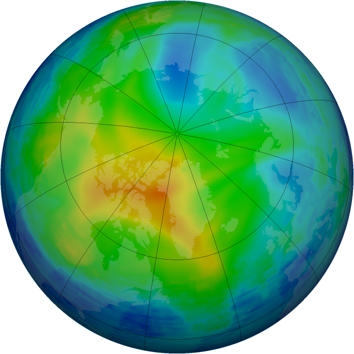 Arctic ozone map for 22 November 1994